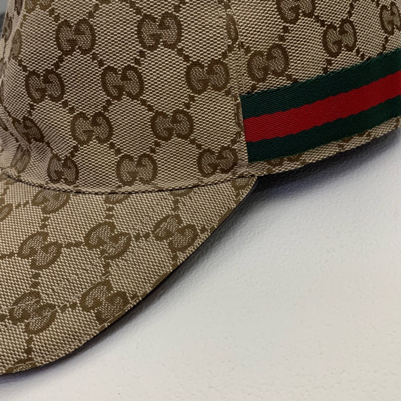 Gucci GG滿版帆布綠紅綠織帶棒球帽-2