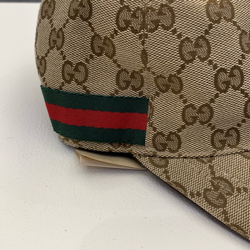 Gucci GG滿版帆布綠紅綠織帶棒球帽-5
