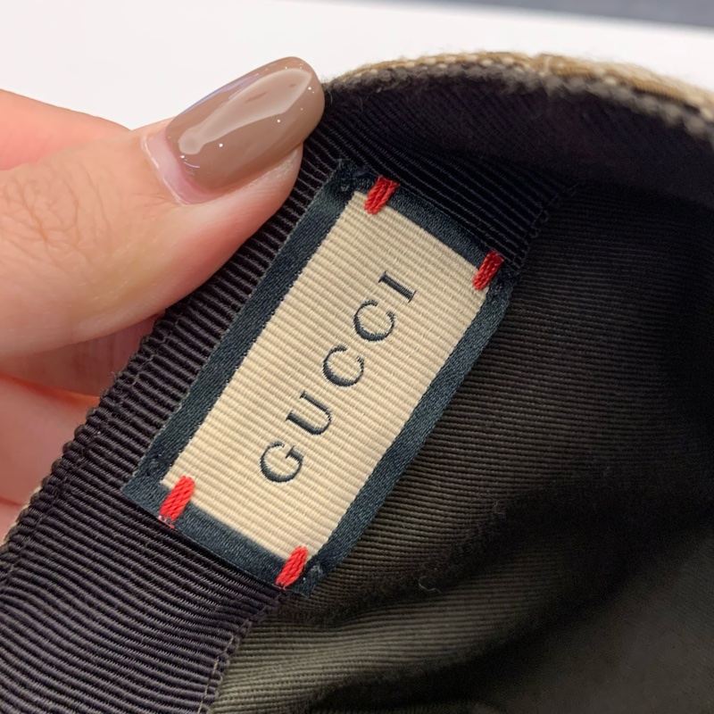 Gucci GG滿版帆布綠紅綠織帶棒球帽-18