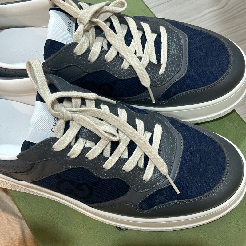 Gucci古馳全新chunky b運動男鞋稀有藍灰-1