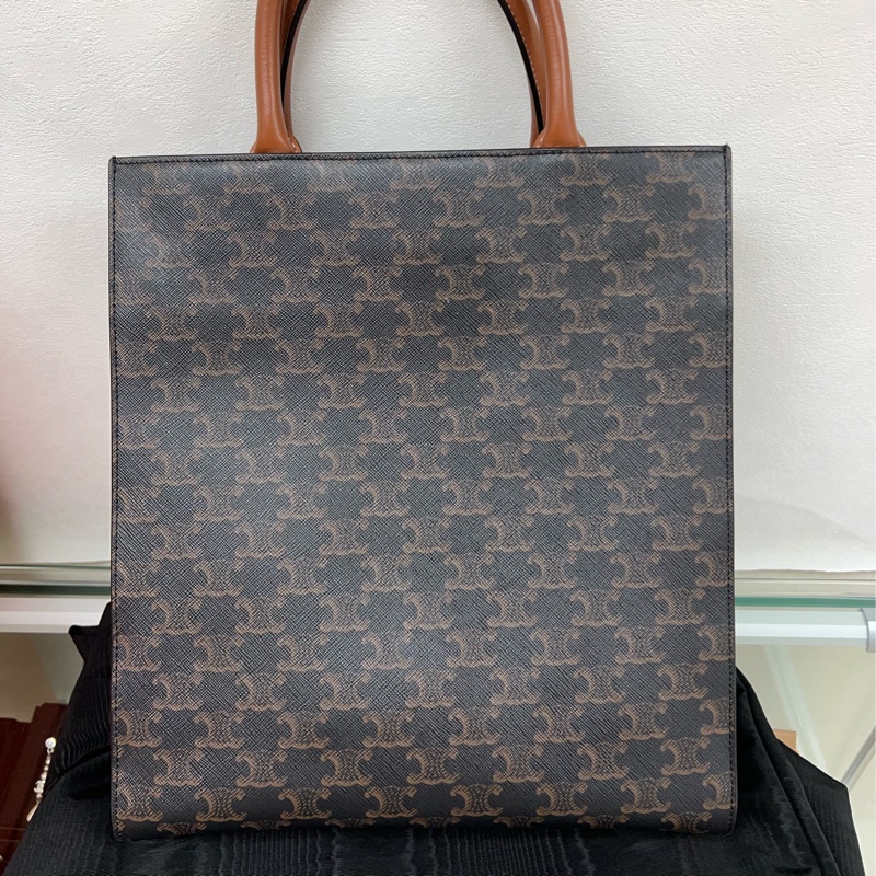 Celine vertical tote bag small 啡色老花托特包-1