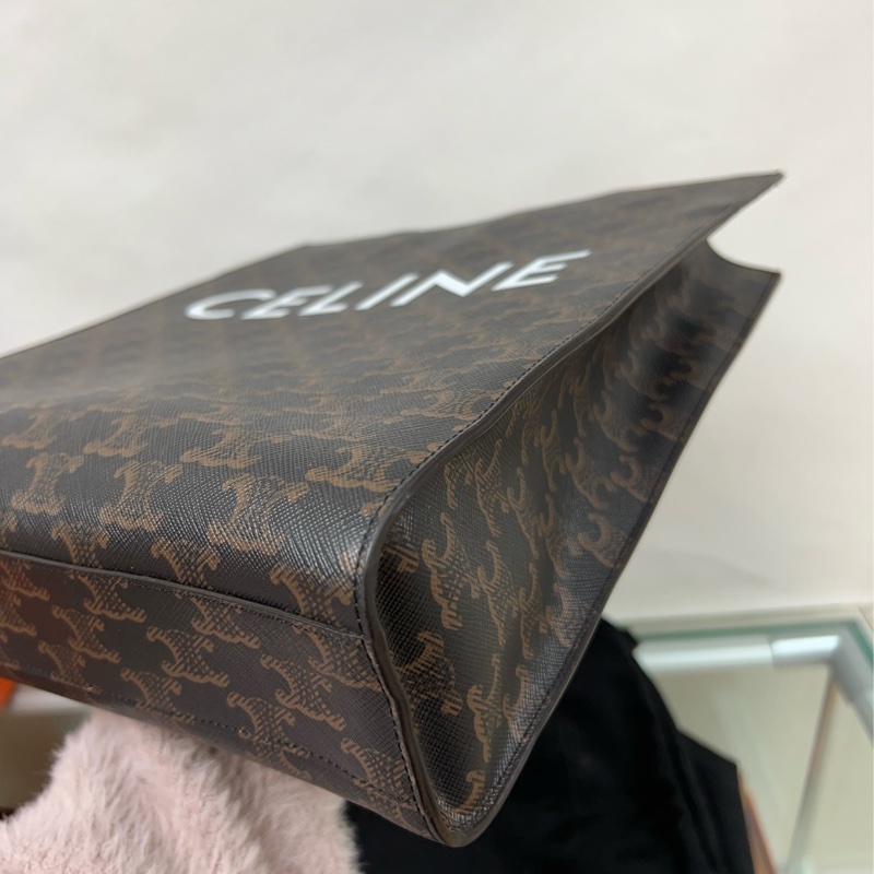 Celine vertical tote bag small 啡色老花托特包-3