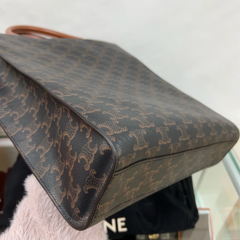 Celine vertical tote bag small 啡色老花托特包-5