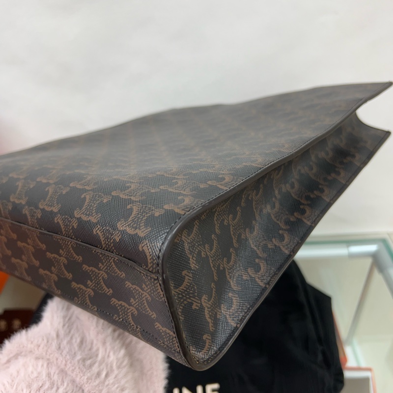 Celine vertical tote bag small 啡色老花托特包-6