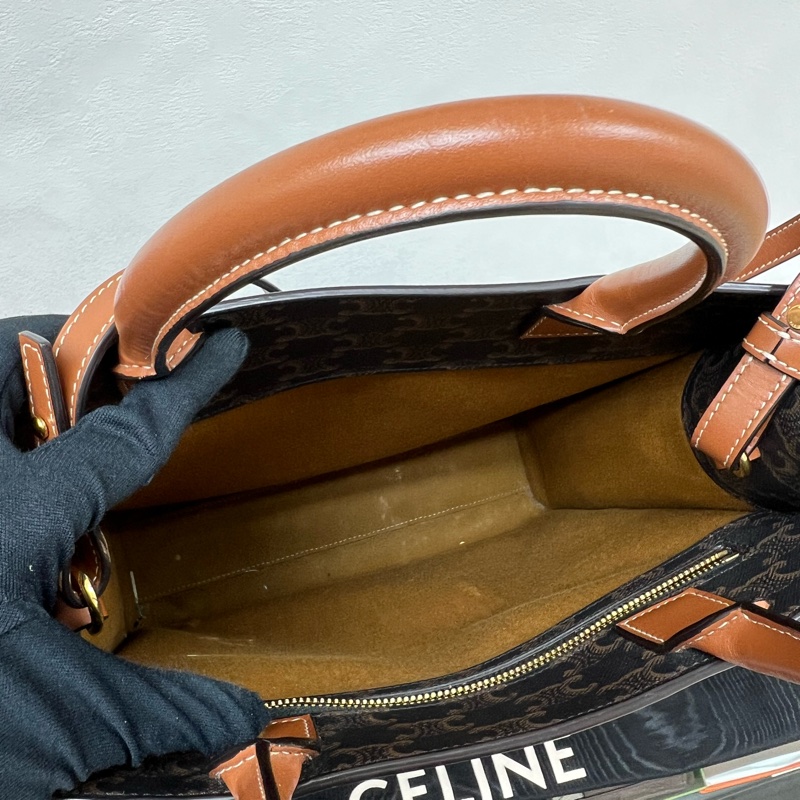 Celine vertical tote bag small 啡色老花托特包-7