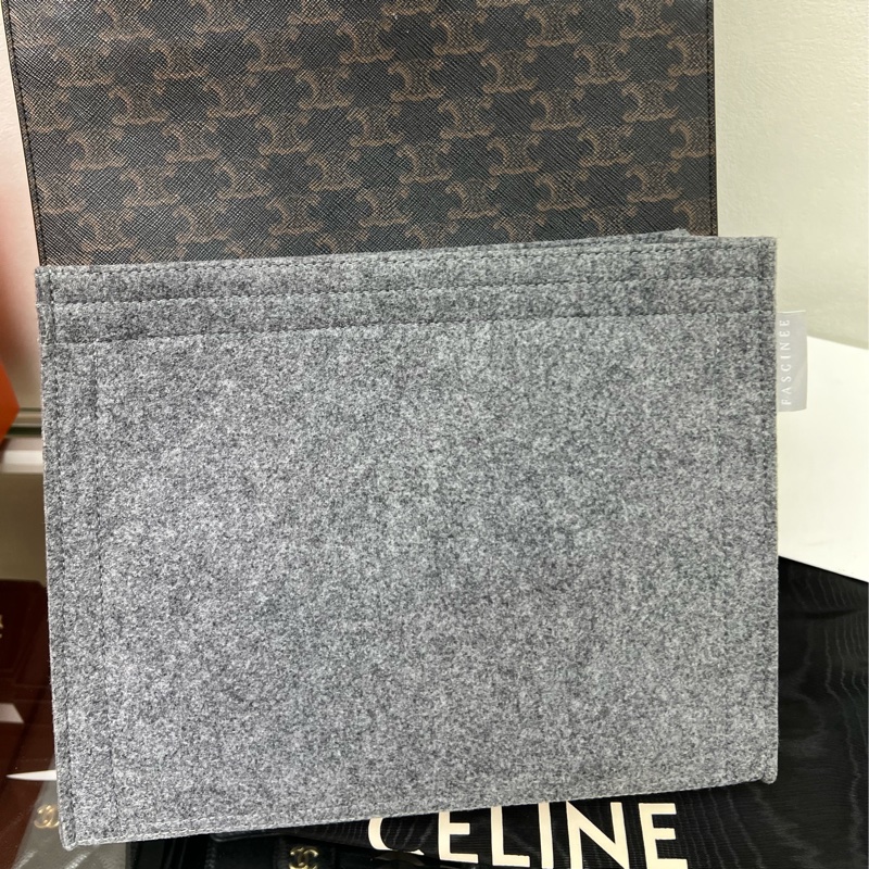 Celine vertical tote bag small 啡色老花托特包-10