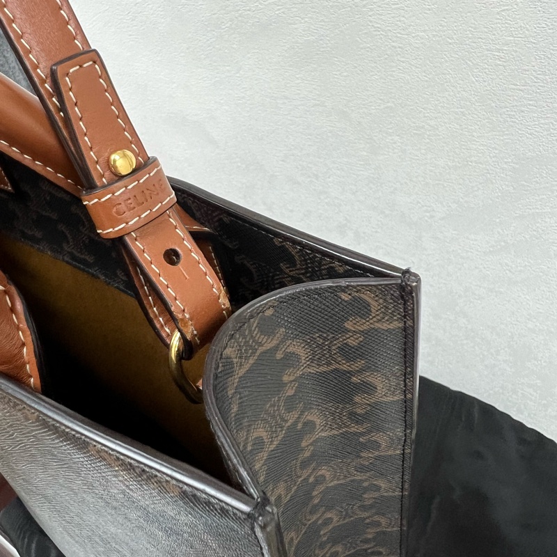 Celine vertical tote bag small 啡色老花托特包-9