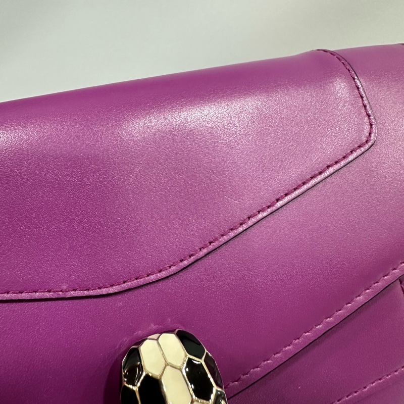 Bvlgari 282658紫拼粉牛皮 蛇頭短鍊woc 晚宴包Serpenti-22