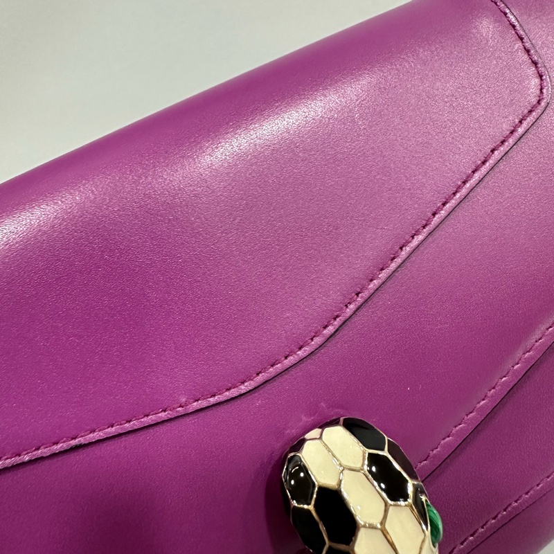 Bvlgari 282658紫拼粉牛皮 蛇頭短鍊woc 晚宴包Serpenti-52