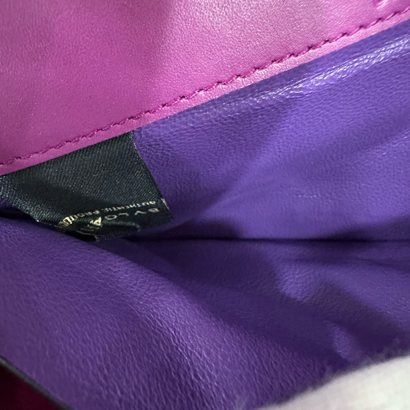 Bvlgari 282658紫拼粉牛皮 蛇頭短鍊woc 晚宴包Serpenti-61