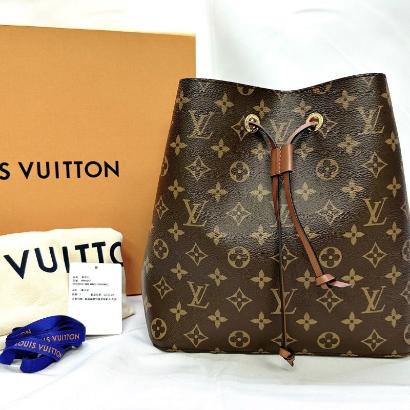 LV NeoNoe MM咖啡色老花水桶包-1