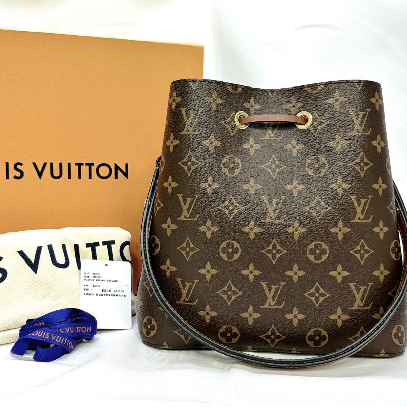 LV NeoNoe MM咖啡色老花水桶包-2