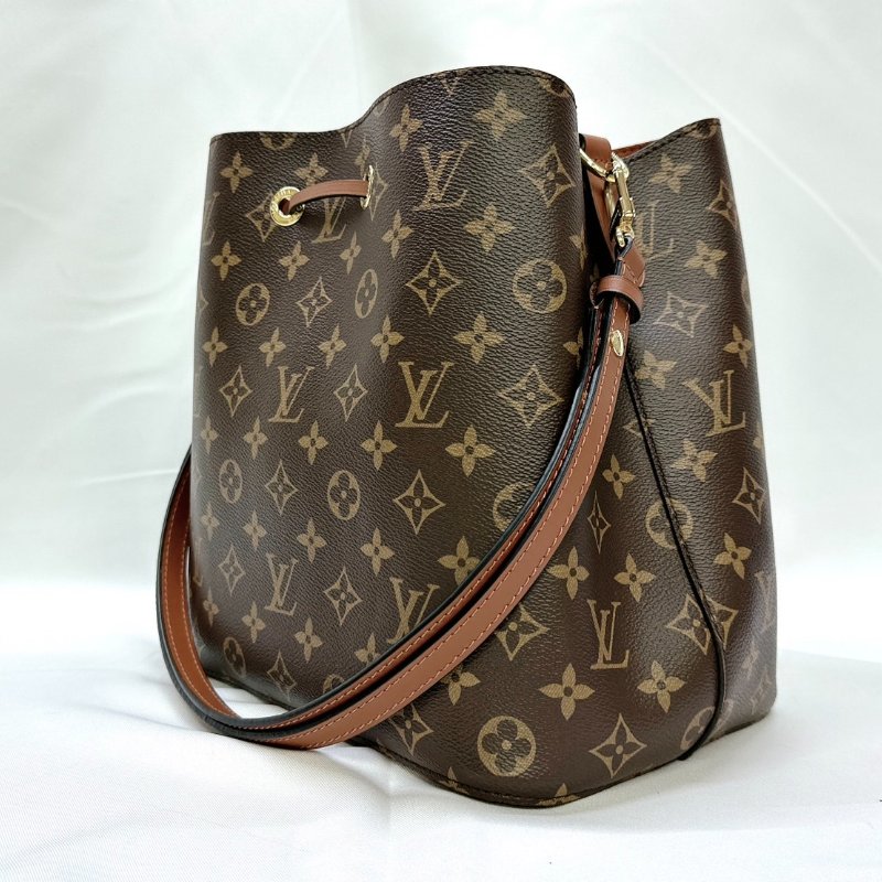 LV NeoNoe MM咖啡色老花水桶包-5