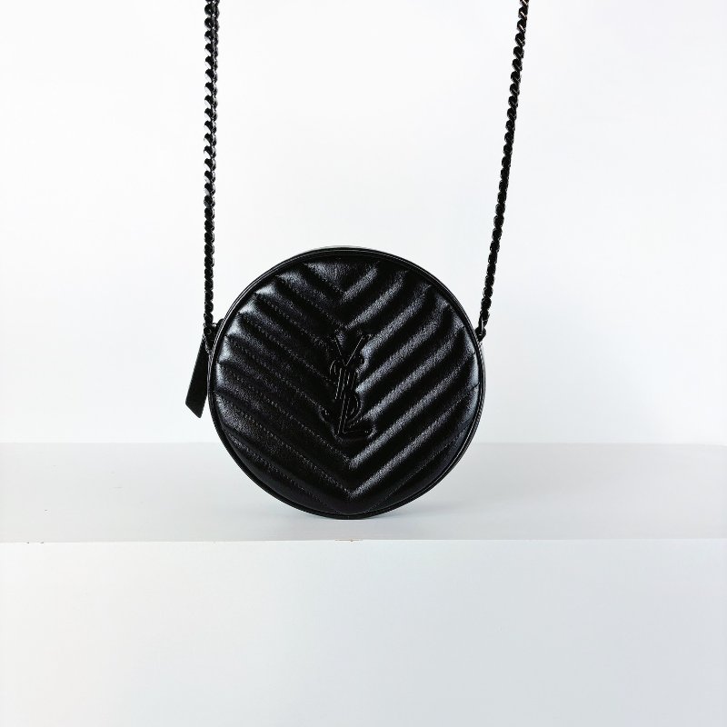 Ysl 圓餅包 霧黑款-0