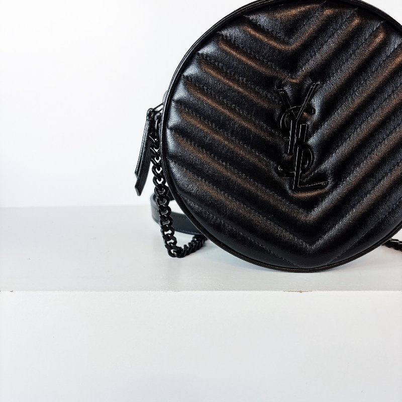 Ysl 圓餅包 霧黑款-5