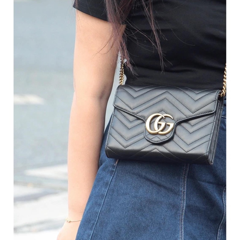 《全新》Gucci marmont woc 馬夢鏈條包 手拿包 斜背包 側背包-7