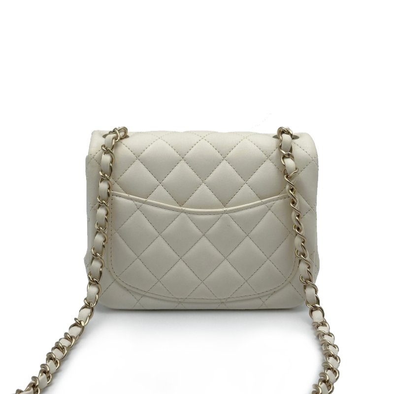 CHANEL 經典口蓋包方胖子 17 - 米白金-2