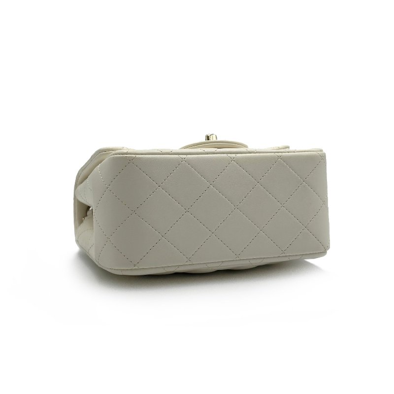 CHANEL 經典口蓋包方胖子 17 - 米白金-5