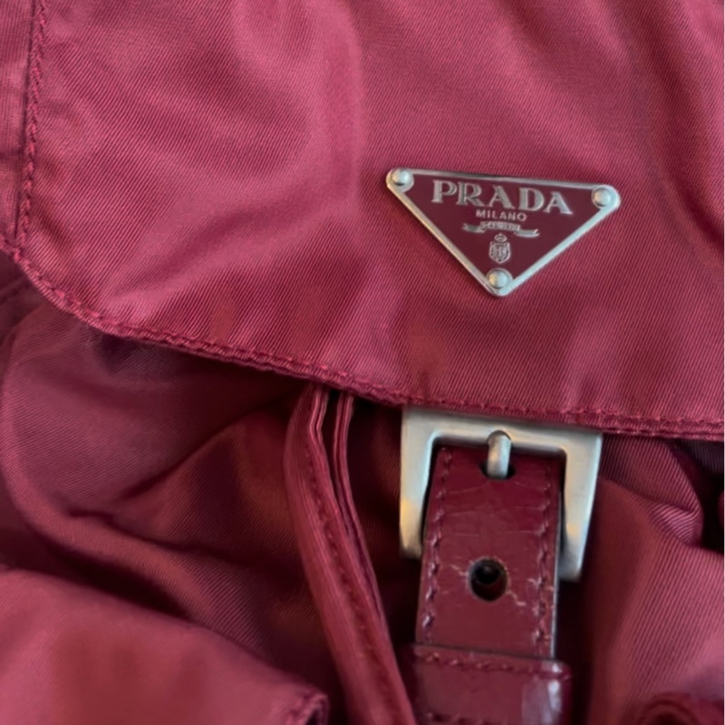 ［二手Prada］經典尼龍後背包_紅-5