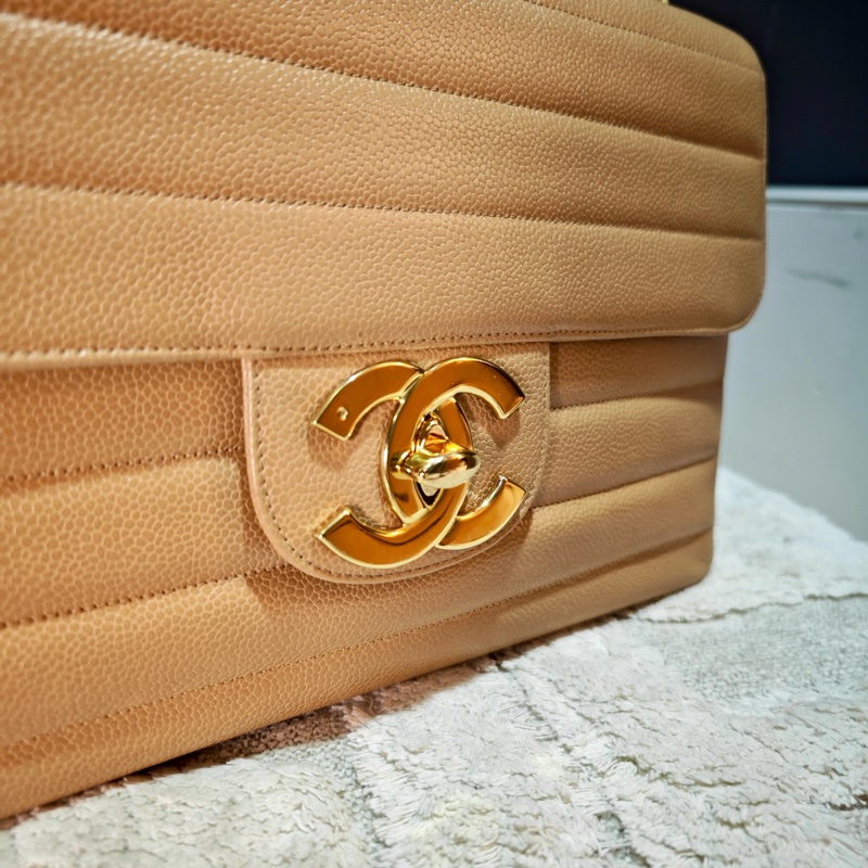 高稀款Chanel 荔枝皮大金扣cf貝嫂包-7