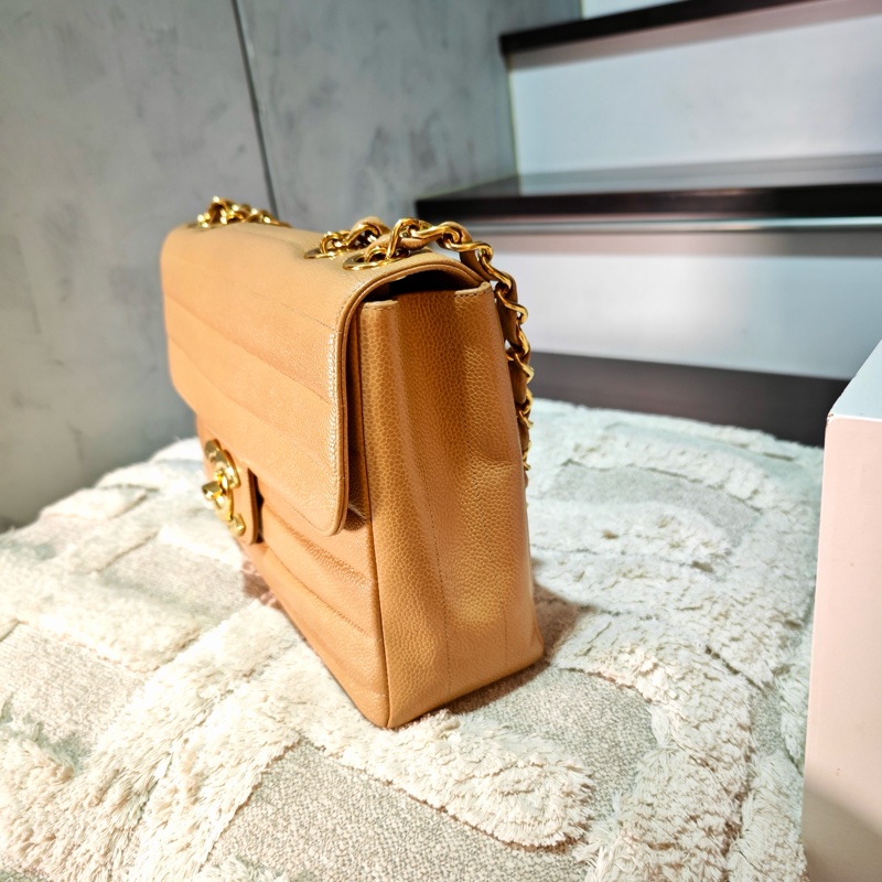 高稀款Chanel 荔枝皮大金扣cf貝嫂包-9