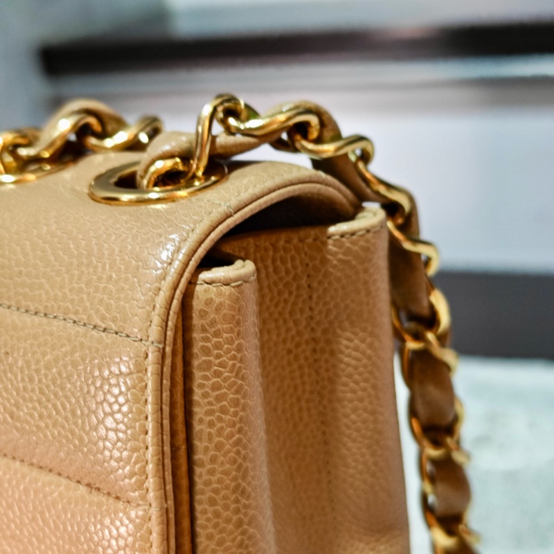 高稀款Chanel 荔枝皮大金扣cf貝嫂包-11