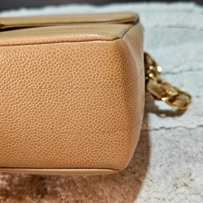 高稀款Chanel 荔枝皮大金扣cf貝嫂包-12