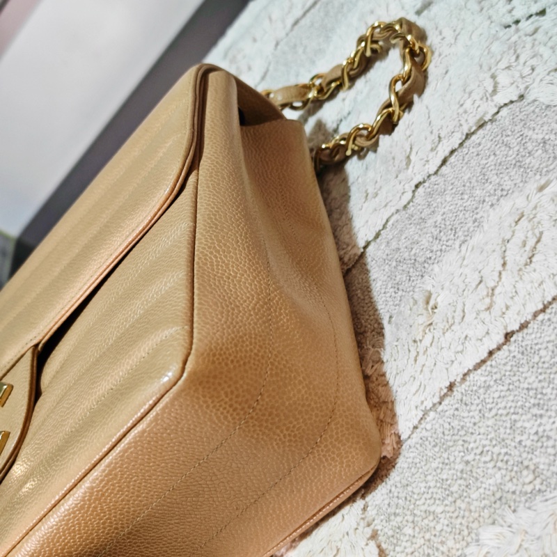 高稀款Chanel 荔枝皮大金扣cf貝嫂包-14