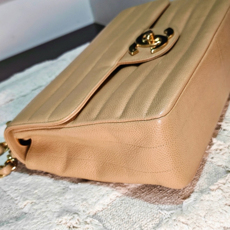 高稀款Chanel 荔枝皮大金扣cf貝嫂包-15