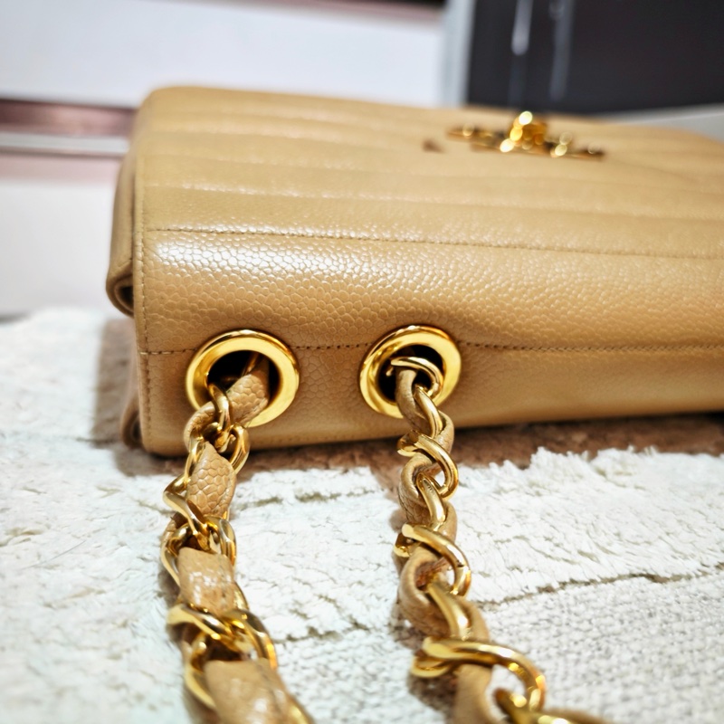 高稀款Chanel 荔枝皮大金扣cf貝嫂包-17