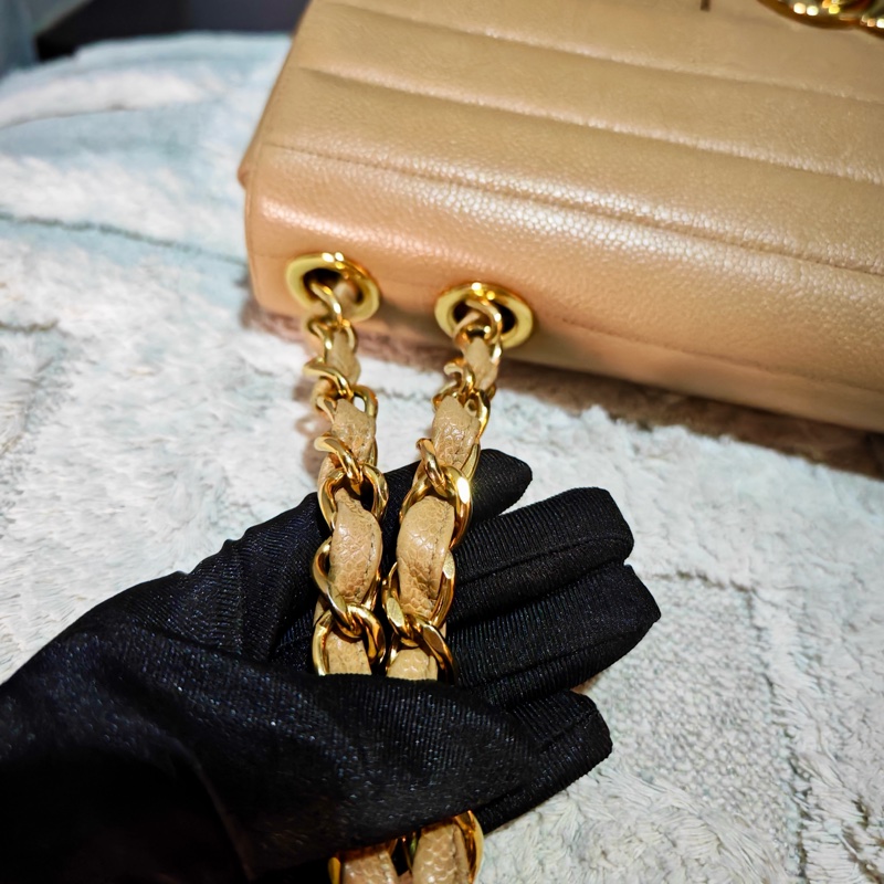 高稀款Chanel 荔枝皮大金扣cf貝嫂包-20