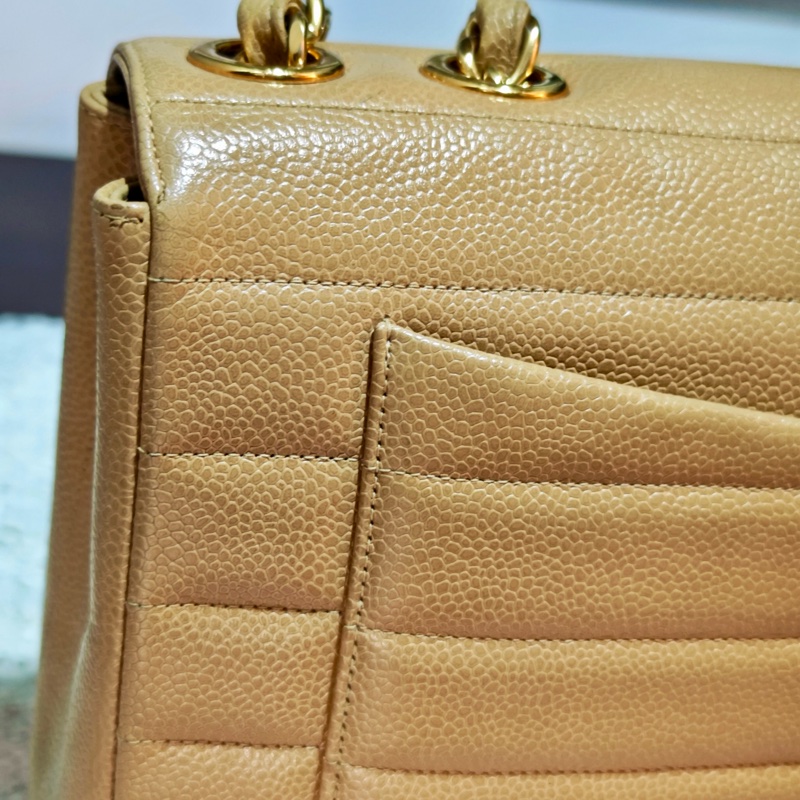 高稀款Chanel 荔枝皮大金扣cf貝嫂包-22