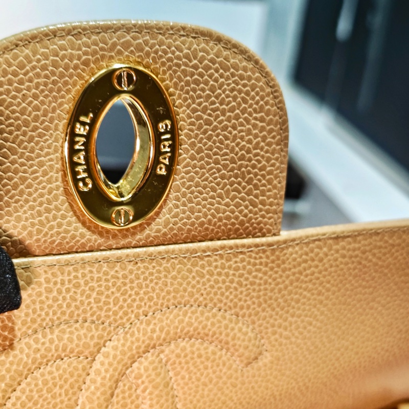 高稀款Chanel 荔枝皮大金扣cf貝嫂包-23