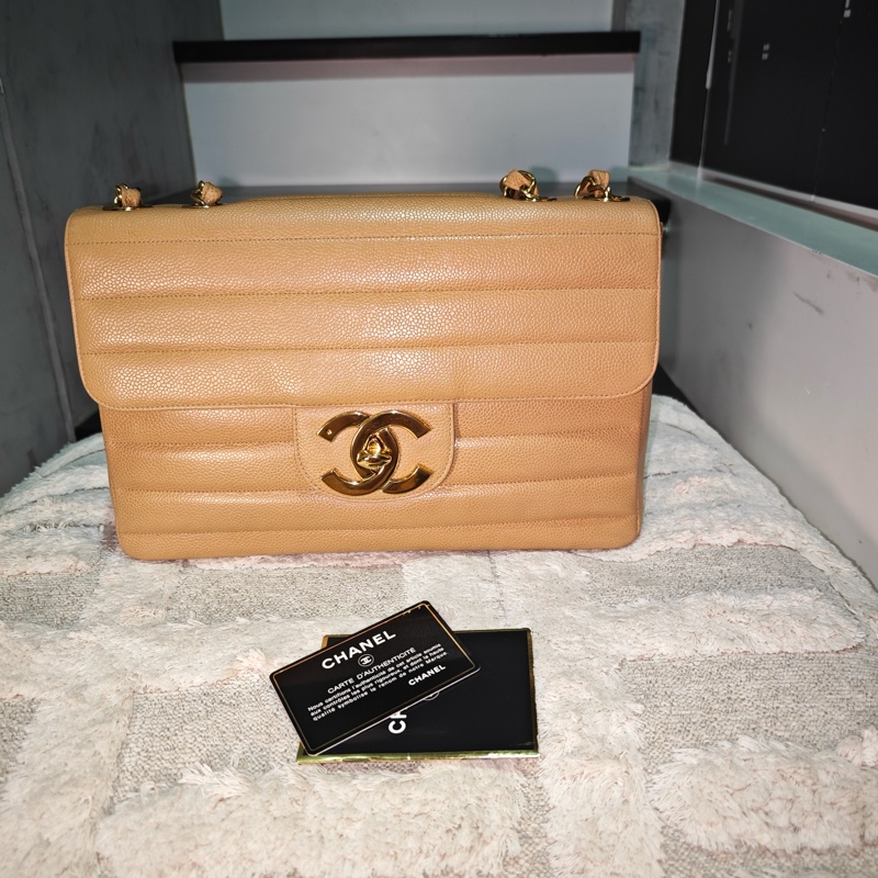 高稀款Chanel 荔枝皮大金扣cf貝嫂包-40