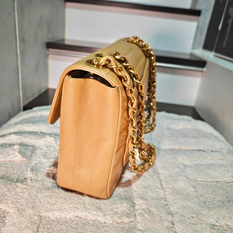 高稀款Chanel 荔枝皮大金扣cf貝嫂包-47