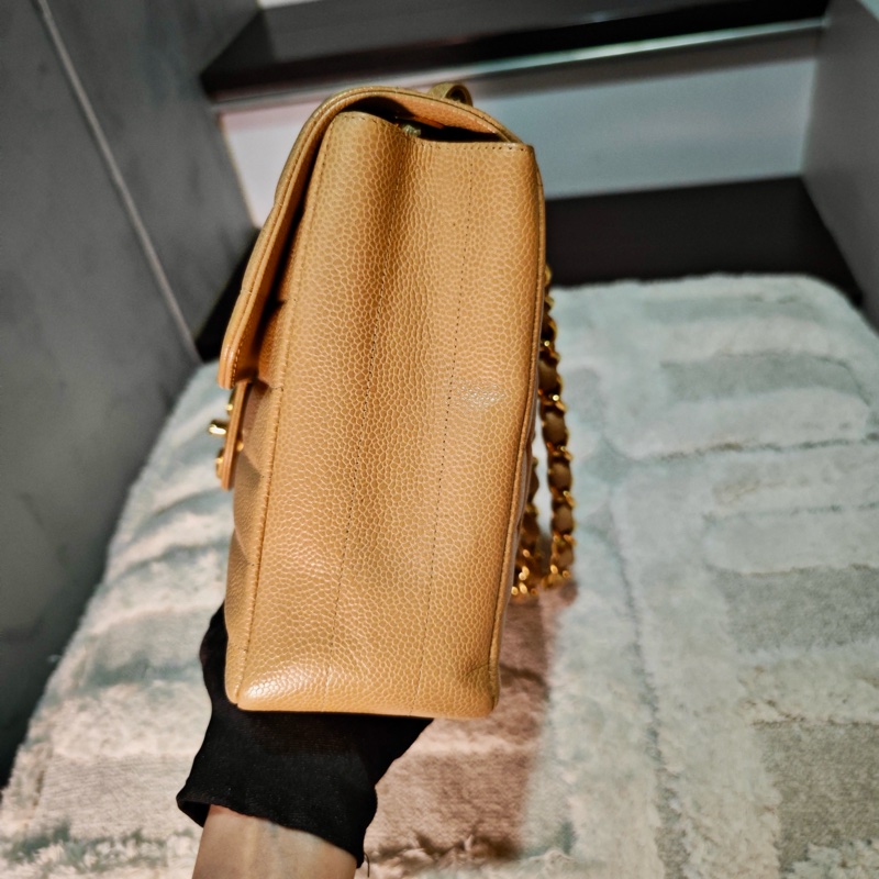 高稀款Chanel 荔枝皮大金扣cf貝嫂包-48