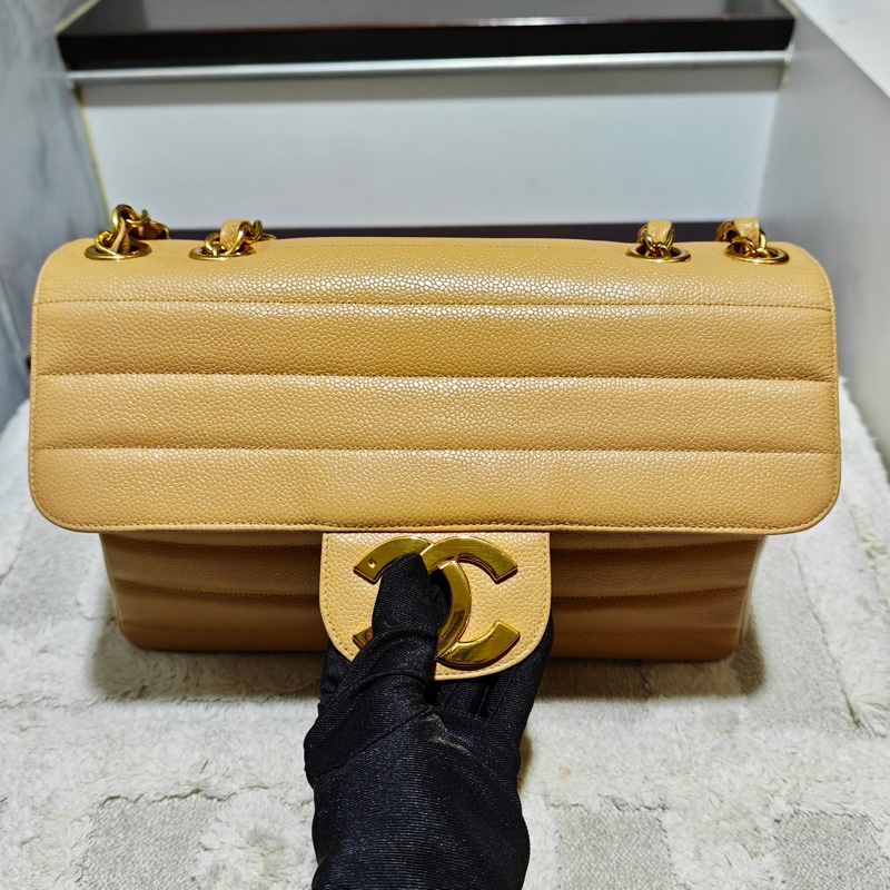 高稀款Chanel 荔枝皮大金扣cf貝嫂包-72