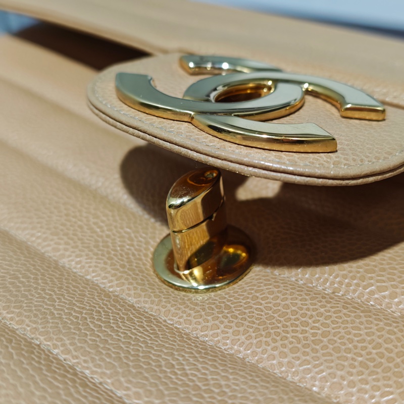 高稀款Chanel 荔枝皮大金扣cf貝嫂包-89