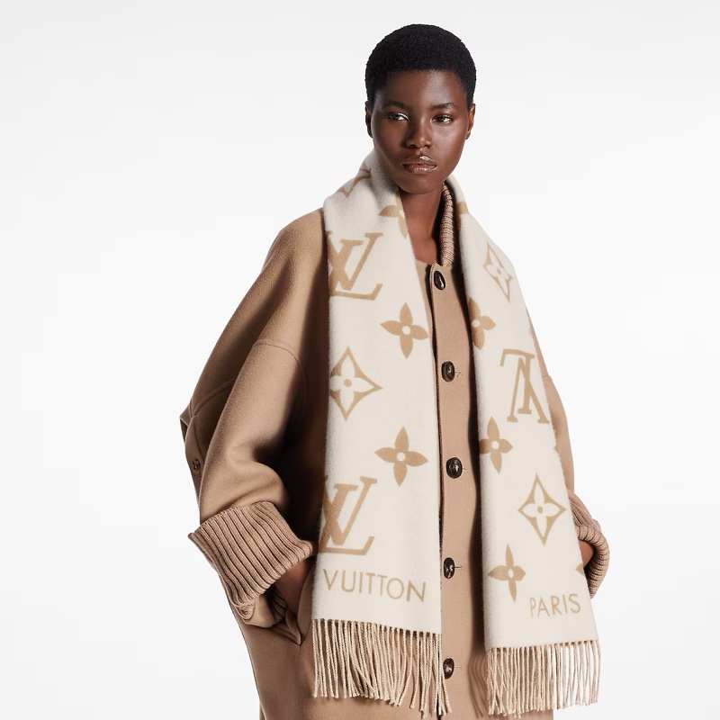 Louis Vuitton M78123駝色雙面Reykjavik圍巾-14