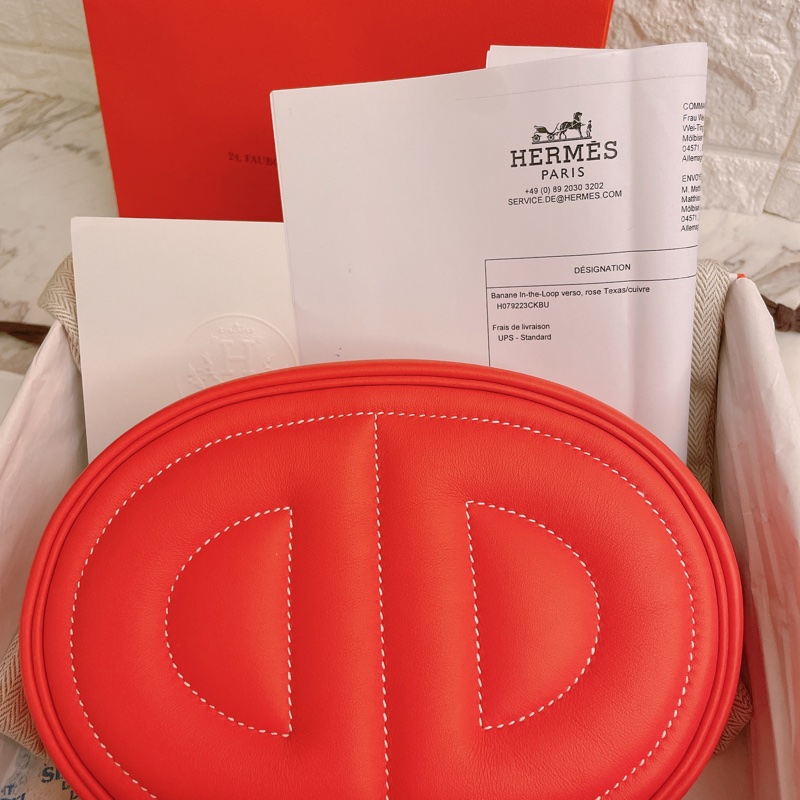 （🎉已售）閒置新品大全配✨ Hermès 豬鼻子 in the loop多用途豬鼻腰包胸包跨包斜背肩背五用～玫瑰粉德克薩斯粉-7