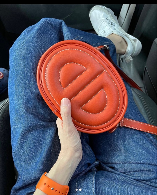 （🎉已售）閒置新品大全配✨ Hermès 豬鼻子 in the loop多用途豬鼻腰包胸包跨包斜背肩背五用～玫瑰粉德克薩斯粉-16