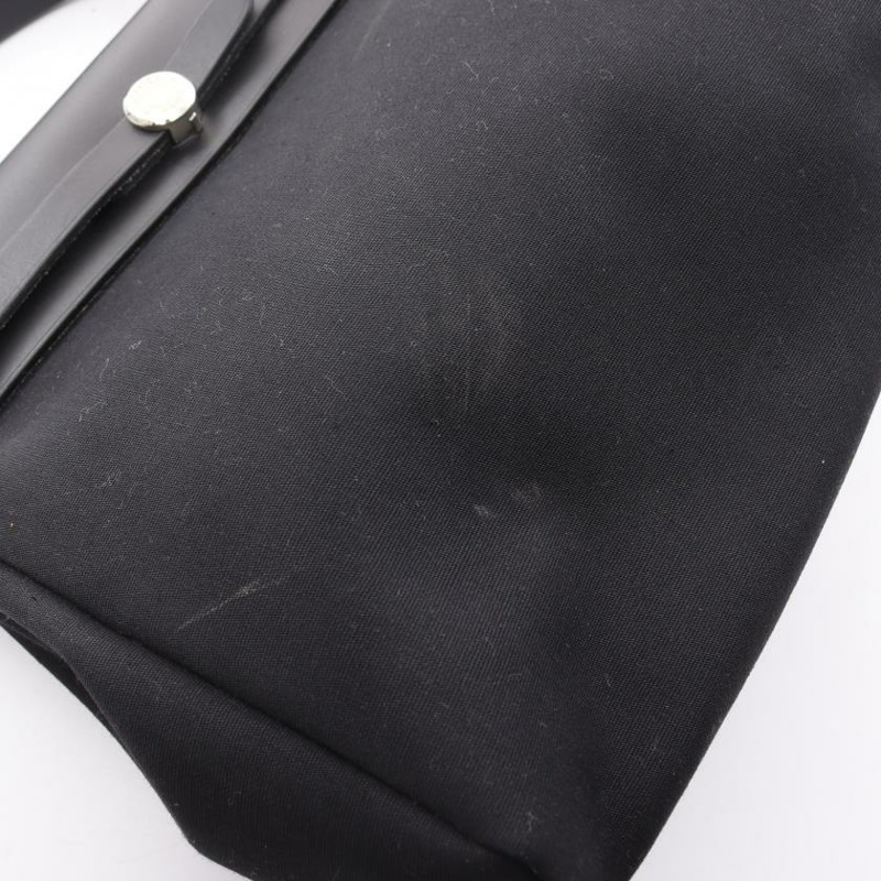 【日本直送】 Hermes Hermès Herbag PM  手提包 Toile GM  真皮 黑色 銀色五金 兩用款 □G刻印-4