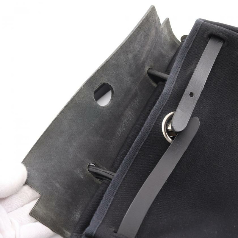 【日本直送】 Hermes Hermès Herbag PM  手提包 Toile GM  真皮 黑色 銀色五金 兩用款 □G刻印-7