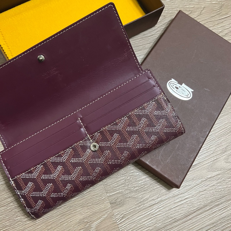 瑞奇二手精品 Goyard 棗紅色 長夾 美品-1