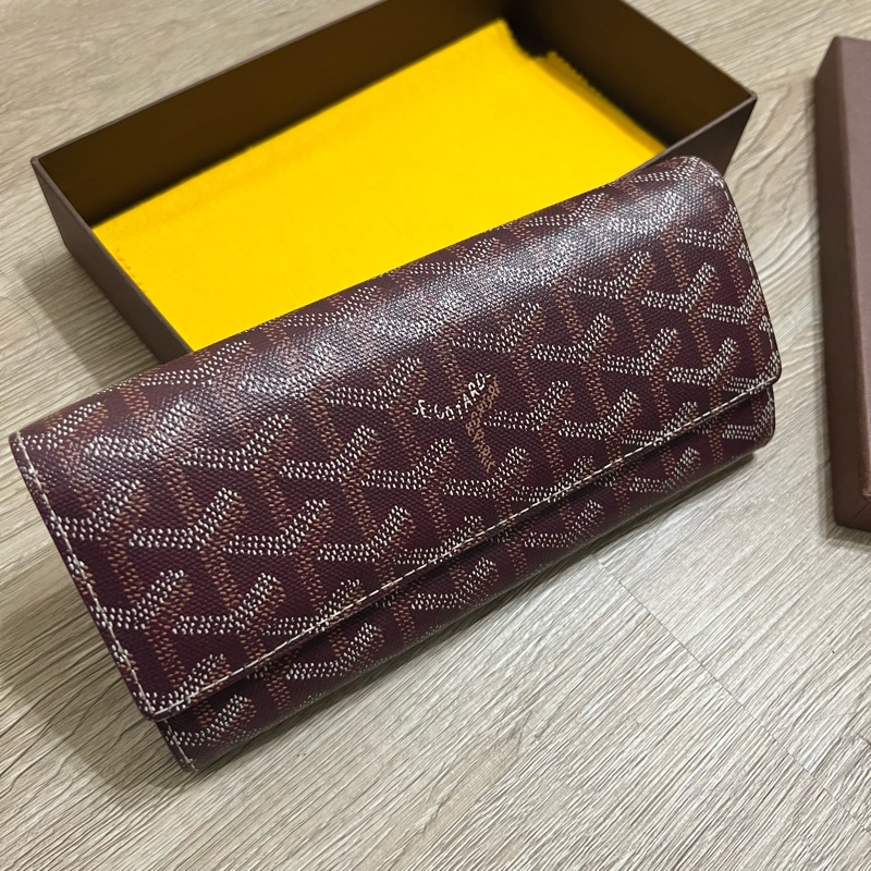 瑞奇二手精品 Goyard 棗紅色 長夾 美品-7