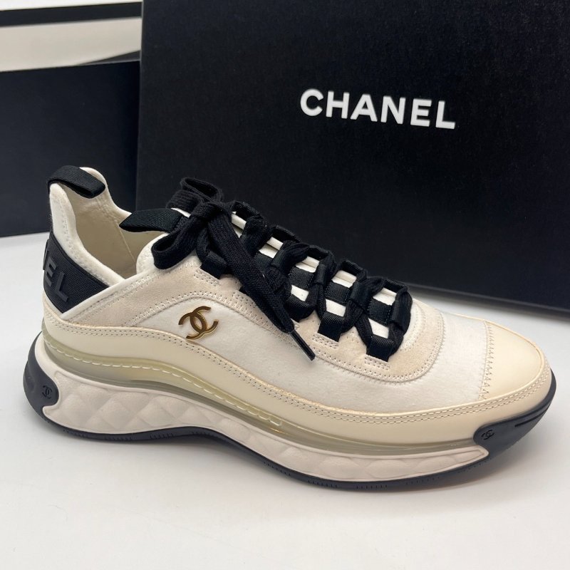 CHANEL 香奈兒 黑白撞色拚皮 菱格雙C 熊貓 運動鞋/平底鞋/鞋子 38號-2