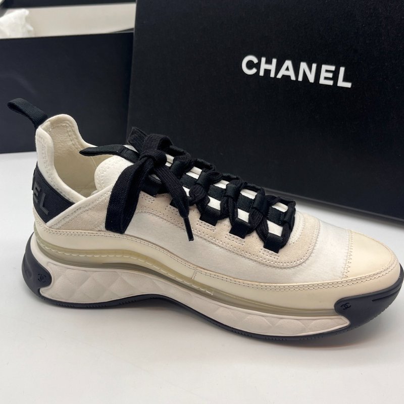 CHANEL 香奈兒 黑白撞色拚皮 菱格雙C 熊貓 運動鞋/平底鞋/鞋子 38號-4