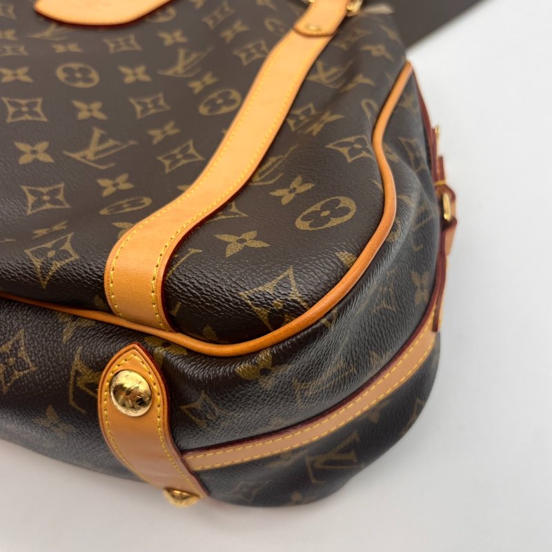 Louis Vuitton LV 老花字紋 曼哈頓 拉鍊肩背包/手提包-3