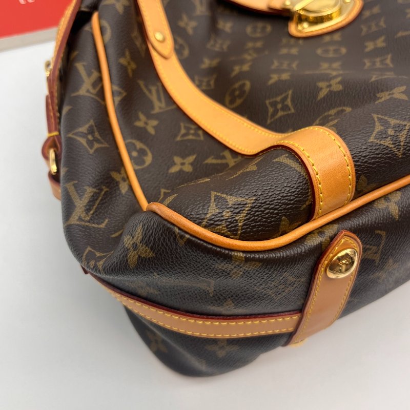 Louis Vuitton LV 老花字紋 曼哈頓 拉鍊肩背包/手提包-4