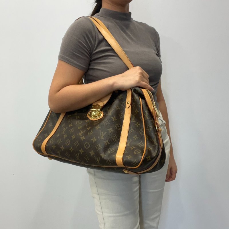 Louis Vuitton LV 老花字紋 曼哈頓 拉鍊肩背包/手提包-9